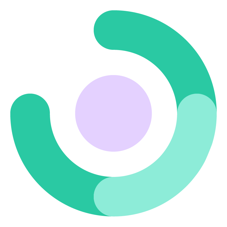 Icone cercle turquoise deux tons avec cercle mauve lilas au centre pour représenter l'application Natgo